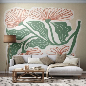 Fotomurali Autoadesivo Deluxe Sticker - Folklore e modernità - Boho, Fiori, Minimalismo - 100x70 cm