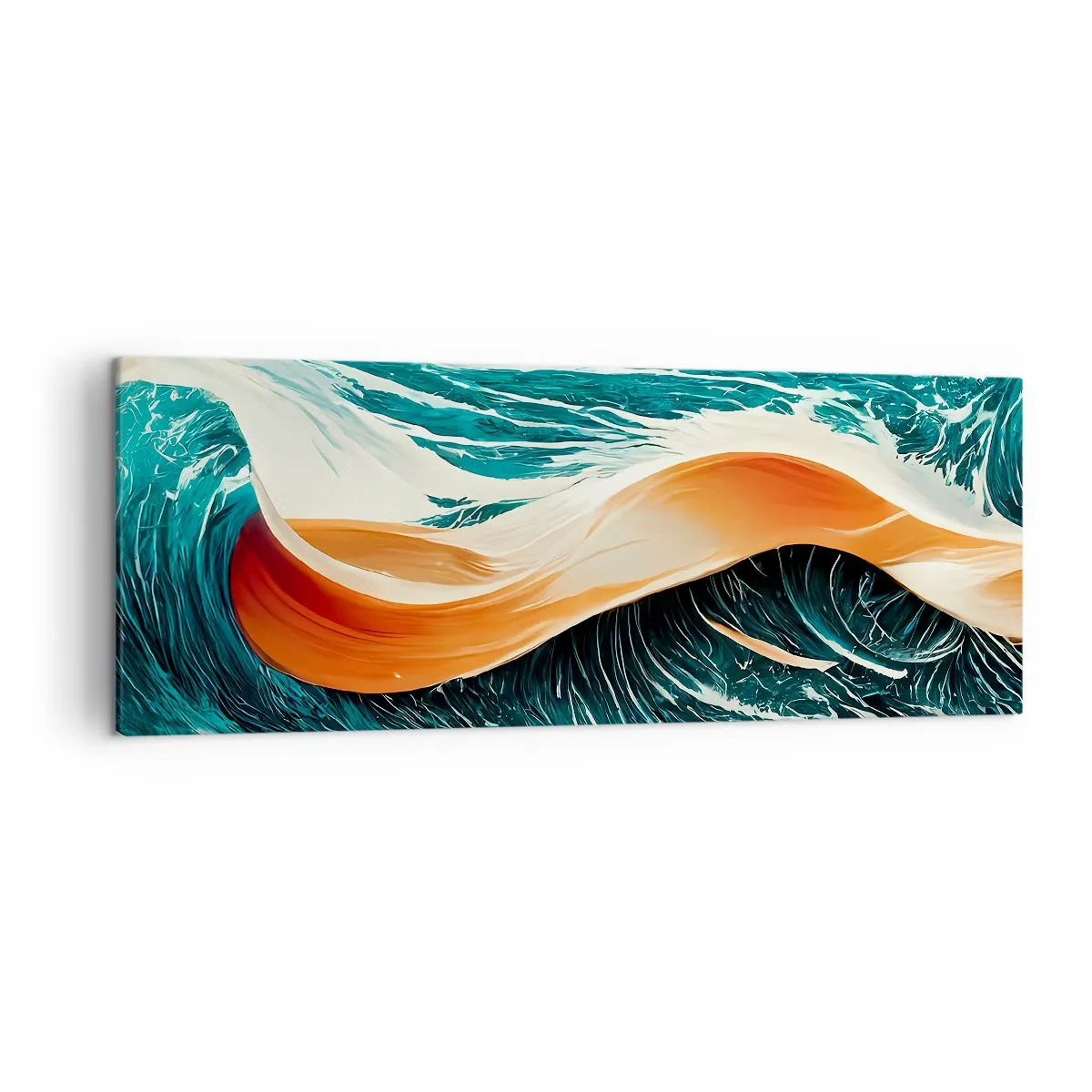 Quadro su tela - Stampe su Tela - Onde marine dinamiche con nastro astratto - 140x50cm - Il sogno del surfista - Decorazione murale moderna per soggiorno e camera da letto ARTTOR