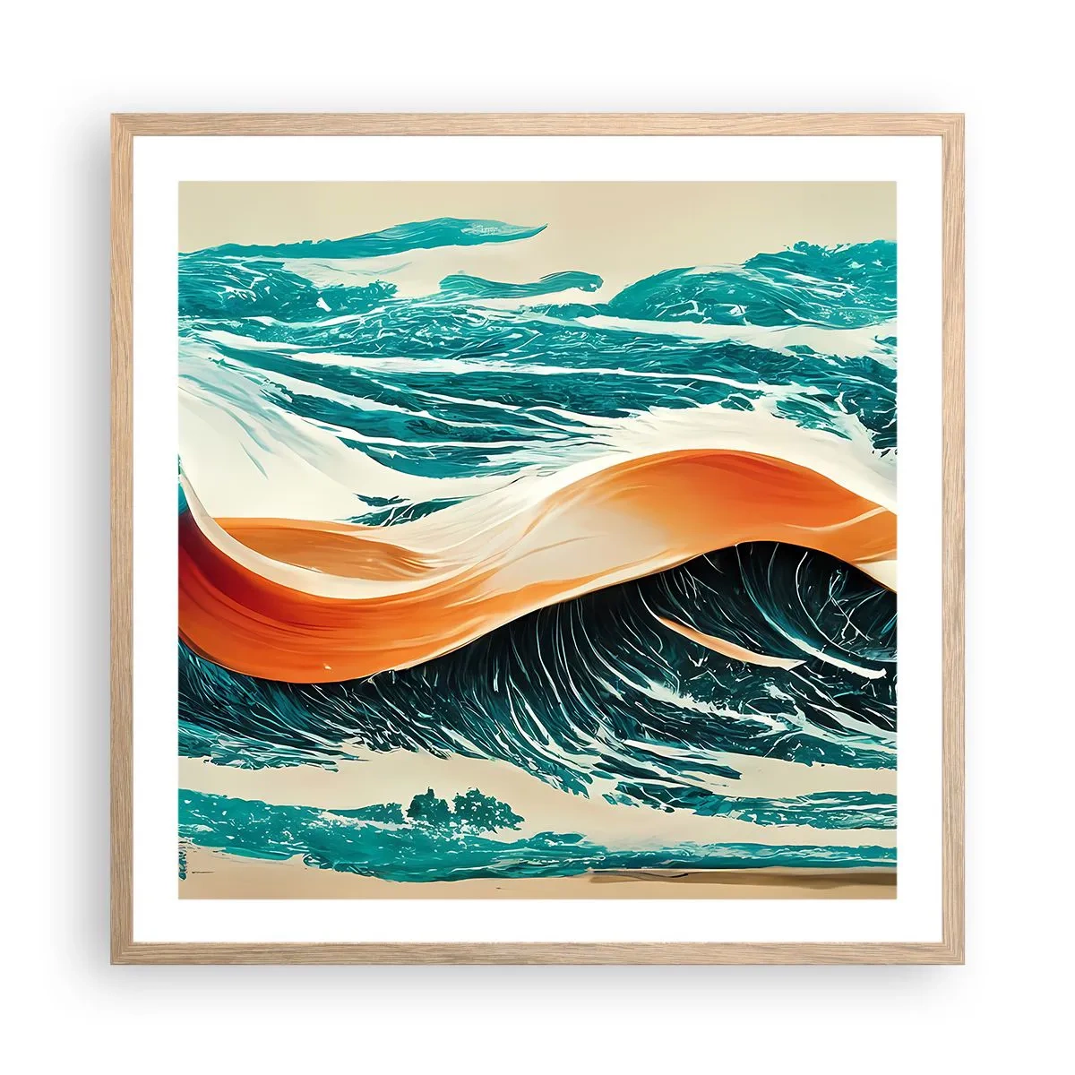 Poster in cornice rovere chiaro - Il sogno del surfista - 60x60 cm