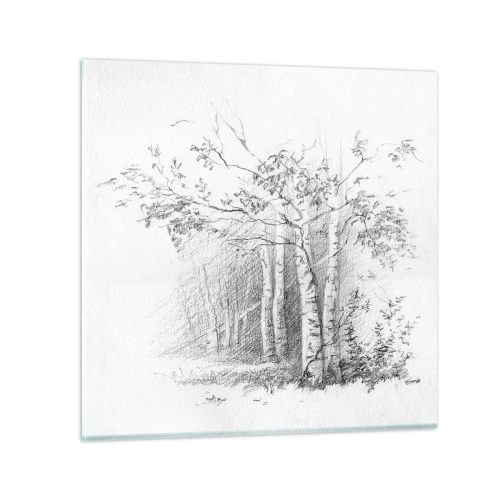 Quadro su vetro - La luce della foresta di betulle - 30x30 cm