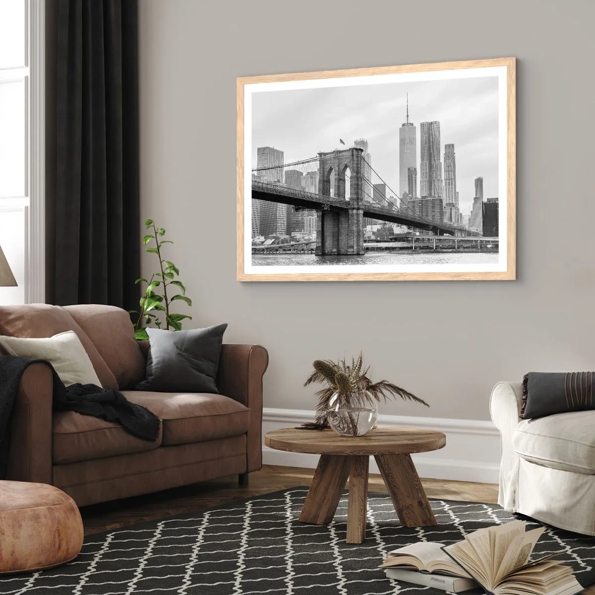 Poster in cornice rovere chiaro - Atmosfera di New York - 91x61 cm