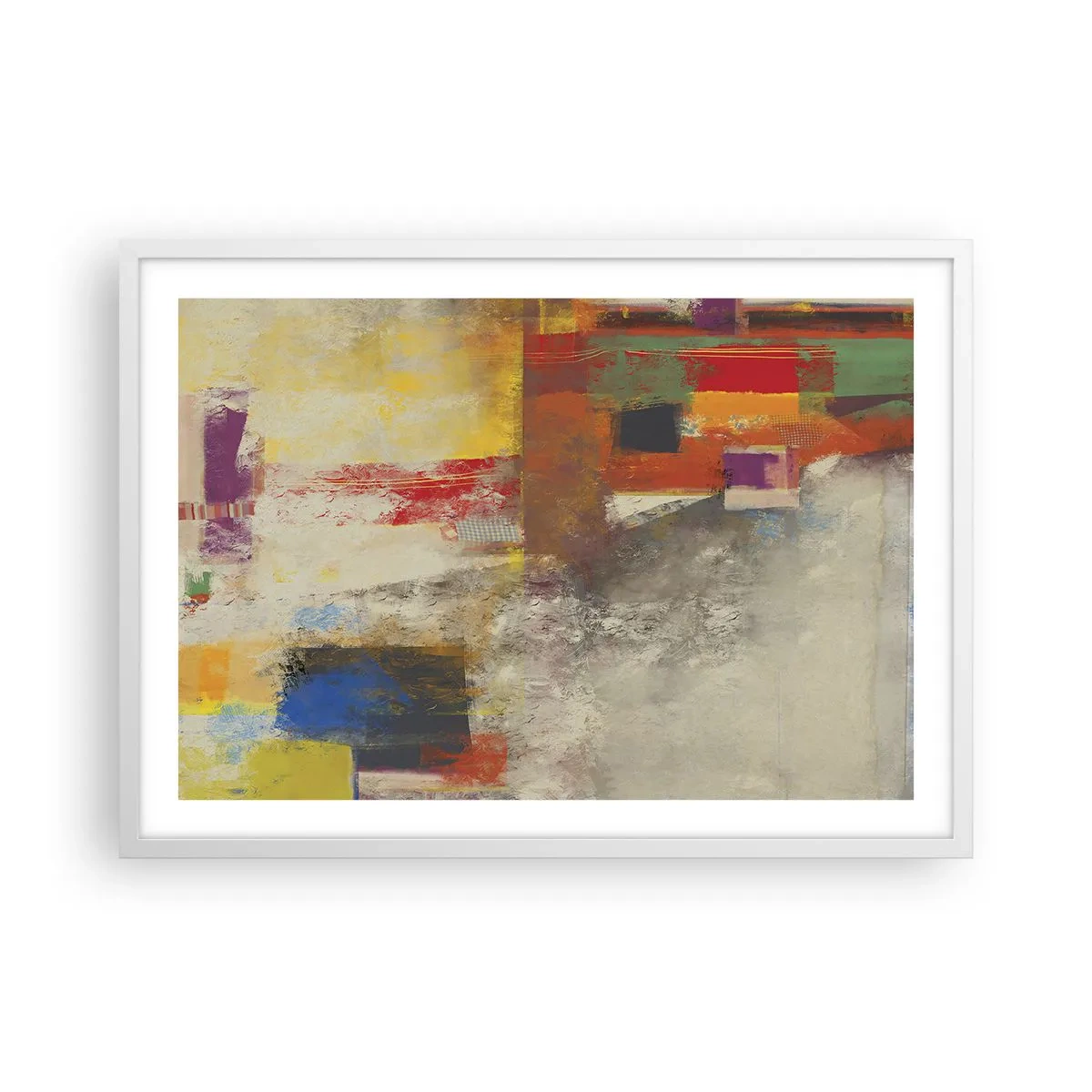 Poster in cornice bianca - Geometria dei colori - 70x50 cm