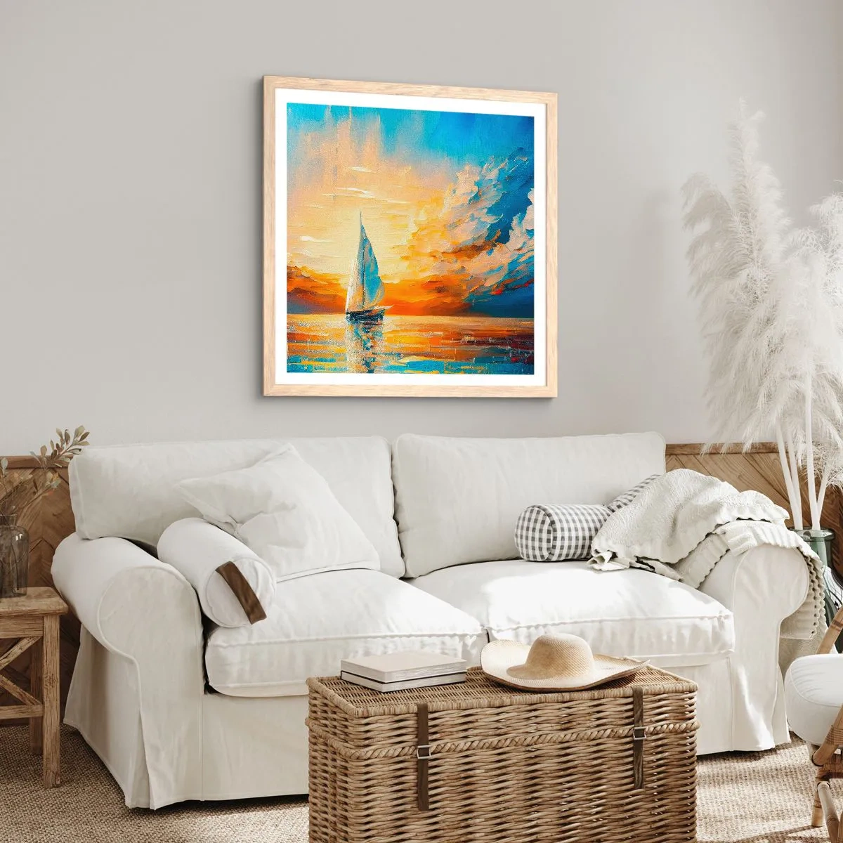 Poster in cornice rovere chiaro - Navigando nell'oro - 60x60 cm