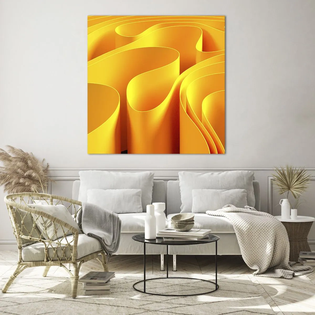 Quadro su vetro - Come onde di sole - 70x70 cm