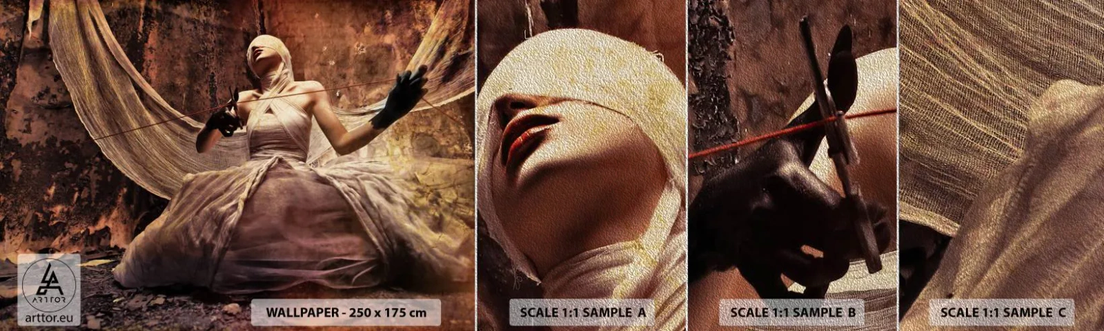 Campione di Fotomurale Premium Sand - La dea del destino - Teatro, Pezzo, Uomo - 100x30 cm