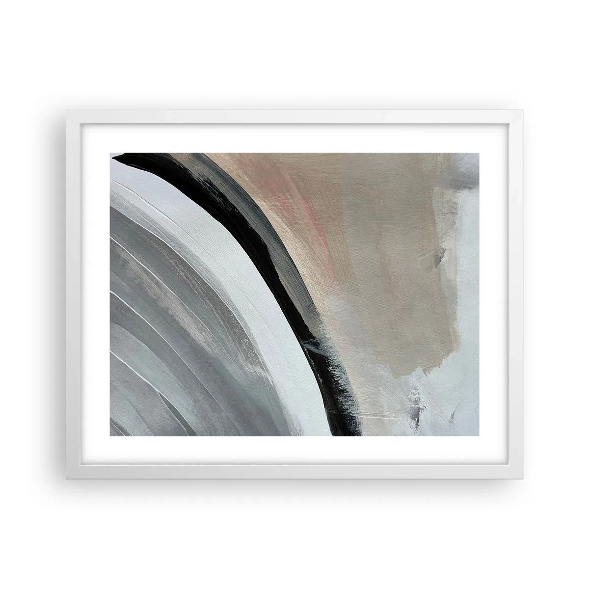 Poster in cornice bianca - Composizione: arco di nero e grigio - 50x40 cm