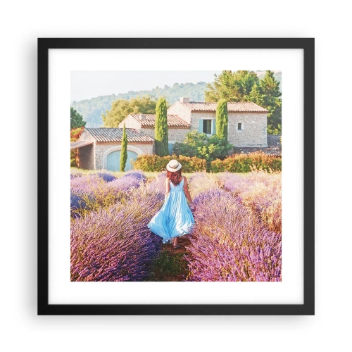 Poster in cornice nera - La ragazza nella lavanda - 40x40 cm