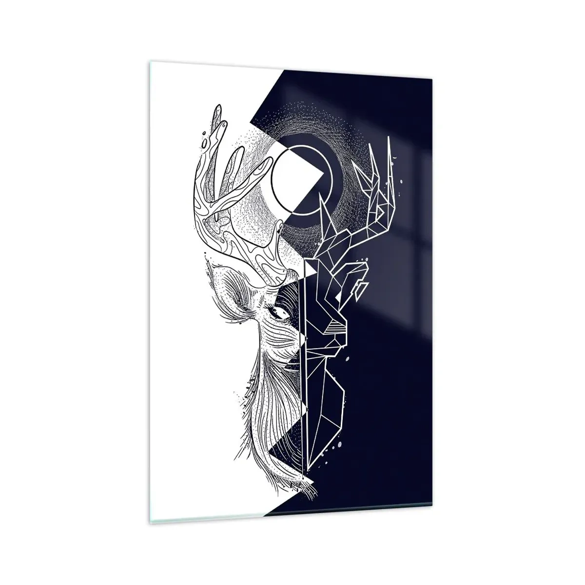 Quadro su vetro - Geometria e natura in una composizione simbolica - 80x120cm - Lotta e unità degli opposti - Decorazione murale moderna per soggiorno e camera da letto ARTTOR