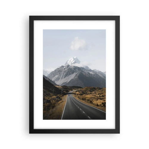 Poster in cornice nera - Via verso il cuore dei monti - 30x40 cm