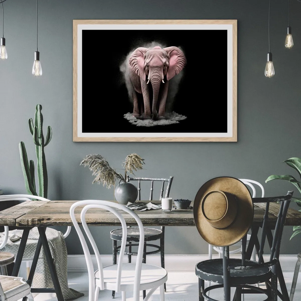 Poster in cornice rovere chiaro - Non pensare all'elefante rosa! - 91x61 cm