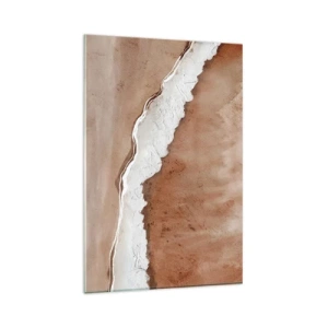 Quadro su vetro - Texture sabbia con accenti bianchi - 80x120cm - Nei colori della terra - Decorazione murale moderna per soggiorno e camera da letto ARTTOR