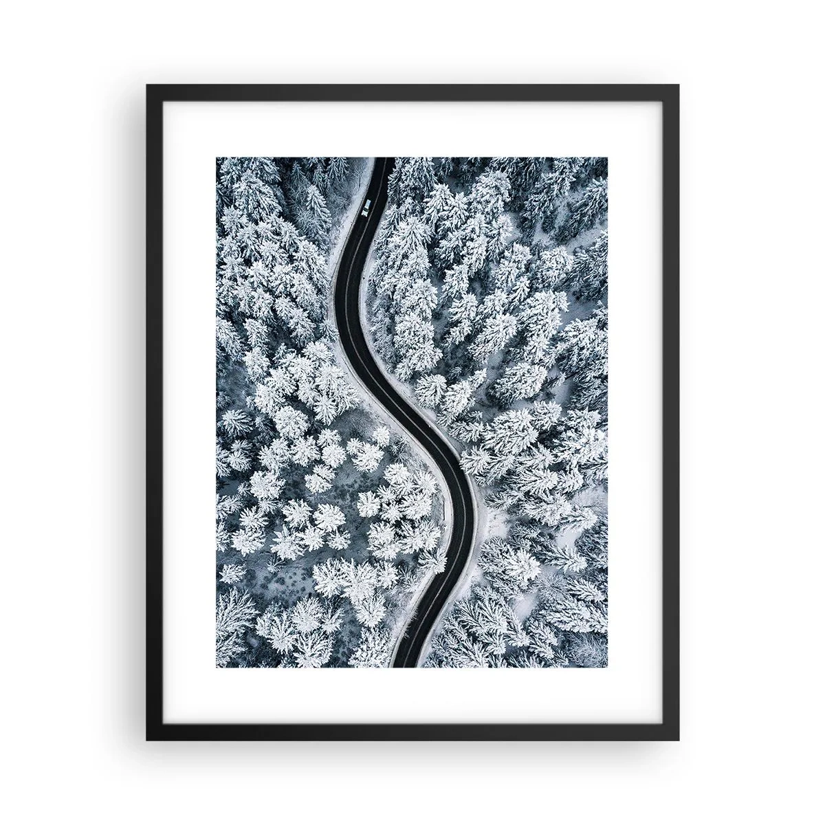 Poster in cornice nera - Attraverso il bosco invernale - 40x50 cm