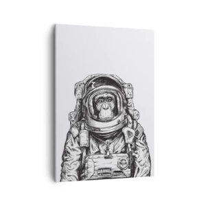 Quadro su tela - Stampe su Tela - Immagine di un astronauta in tuta spaziale con la testa di una scimmia - 50x70cm - Evoluzione alternativa - Decorazione murale moderna per soggiorno e camera da letto ARTTOR