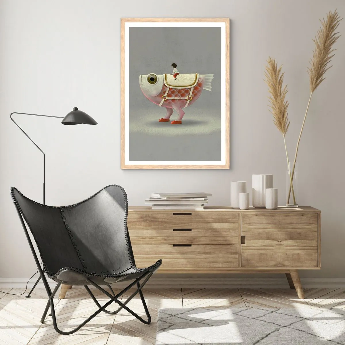 Poster in cornice rovere chiaro - Il cavaliere del pesce - 70x100 cm