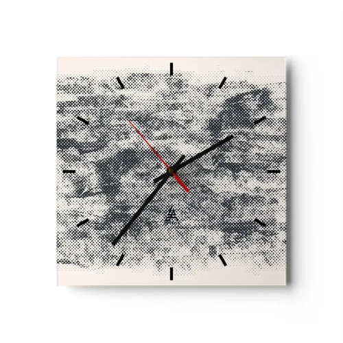 Orologio da parete - Orologio in Vetro - Composizione astratta nebbiosa in tonalità di grigio - 30x30cm - Composizione nebbiosa - Decorazione murale moderna per soggiorno e camera da letto ARTTOR