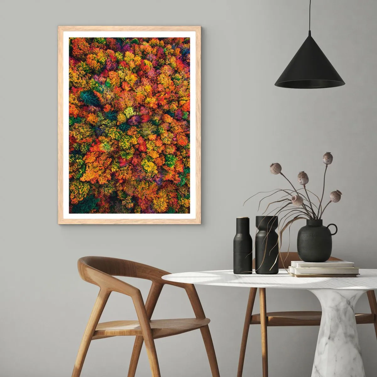 Poster in cornice rovere chiaro - Il bouquet degli alberi d'autunno - 70x100 cm
