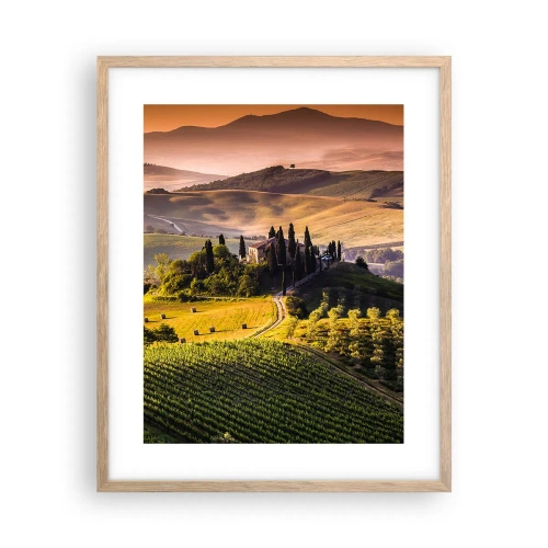 Poster in cornice rovere chiaro - Arcadia: paesaggio toscano - 40x50 cm