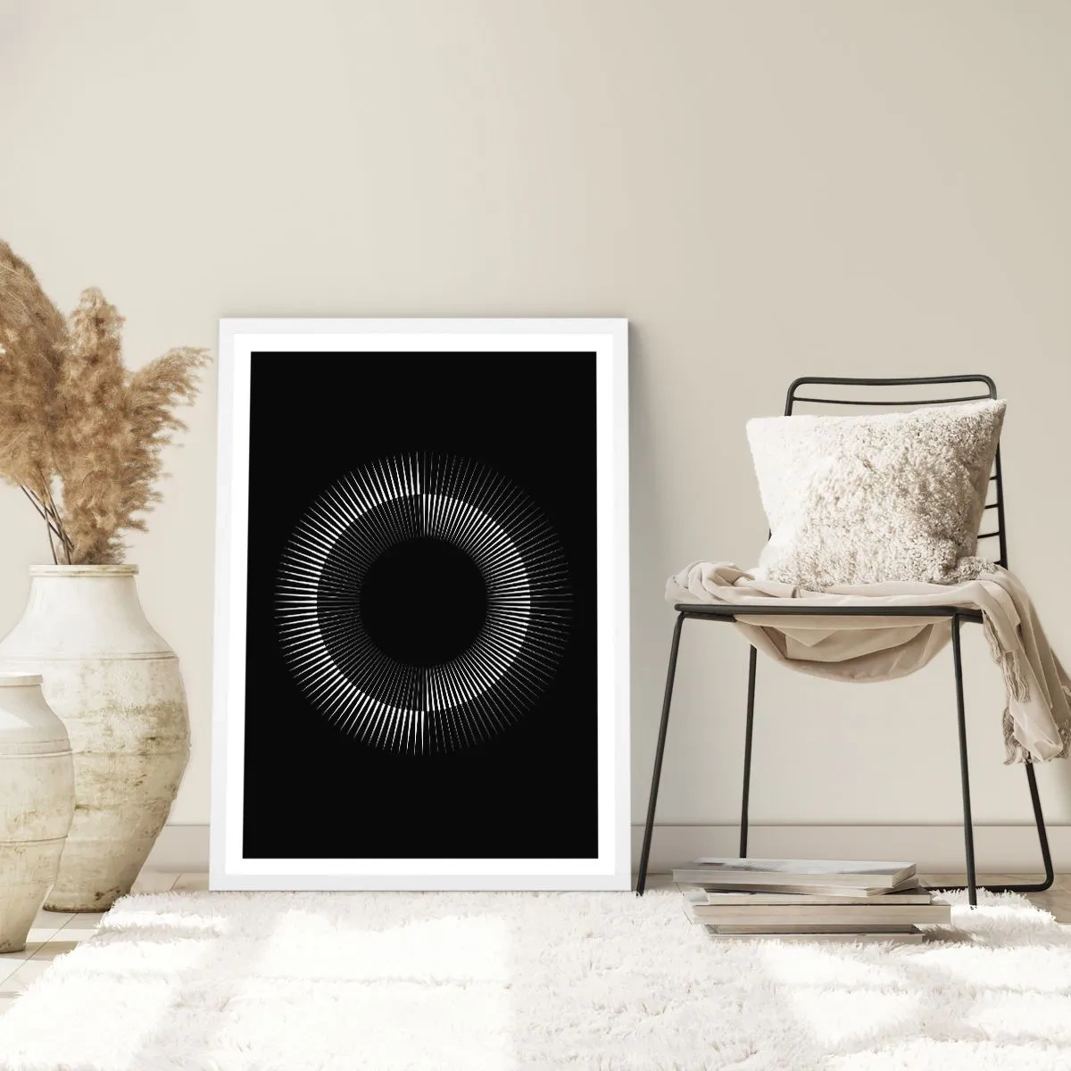 Poster in cornice bianca - Sole nero - 61x91 cm