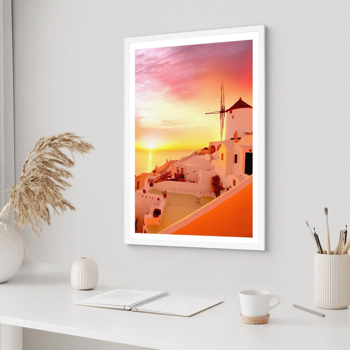 Poster in cornice bianca - Sciogliersi nel bianco e nell'oro - 40x50 cm