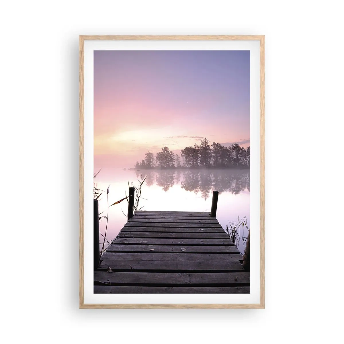 Poster in cornice rovere chiaro - Nebbia color lilla - 61x91 cm