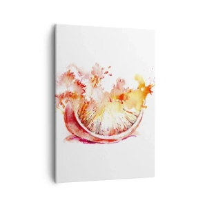 Quadro su tela - Stampe su Tela - Una fetta di pompelmo acquerellata dai colori vivaci - 50x70cm - Succoso rinfresco - Decorazione murale moderna per soggiorno e camera da letto ARTTOR