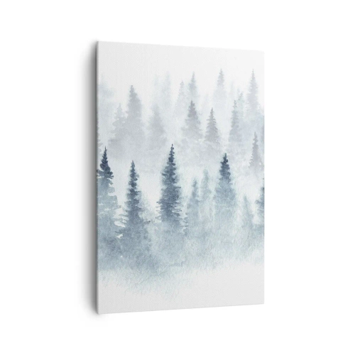 Quadro su tela - Stampe su Tela - Foreste di conifere immerse in una delicata nebbia - 70x100cm - Avvolti nella nebbia - Decorazione murale moderna per soggiorno e camera da letto ARTTOR
