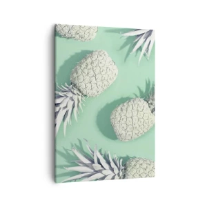 Quadro su tela - Stampe su Tela - Ananas bianchi su sfondo pastello in stile minimalista - 50x70cm - Perfettamente adatti alla menta - Decorazione murale moderna per soggiorno e camera da letto ARTTOR