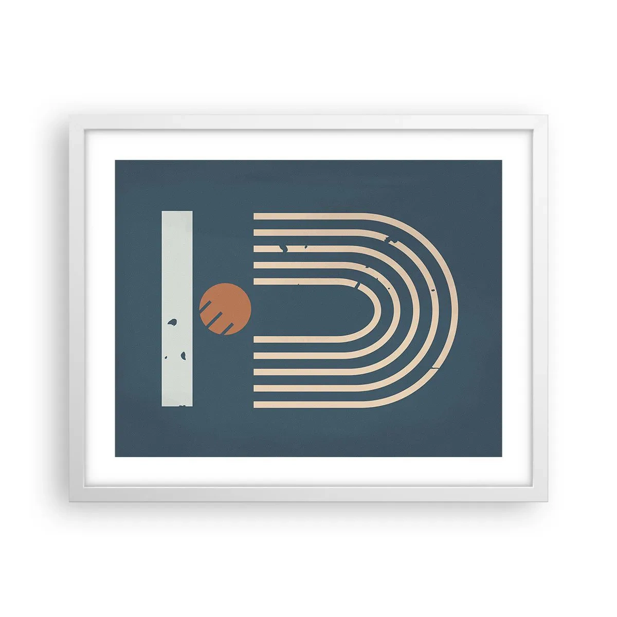 Poster in cornice bianca - Geometria in blu - 50x40 cm