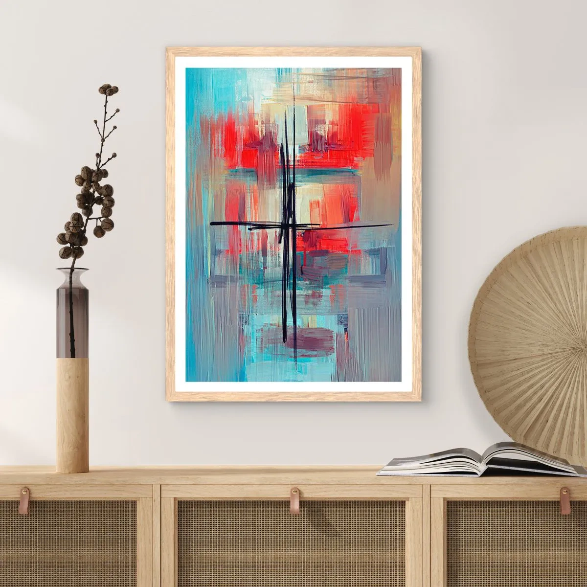 Poster in cornice rovere chiaro - Paesaggio in una dimensione sconosciuta - 40x50 cm