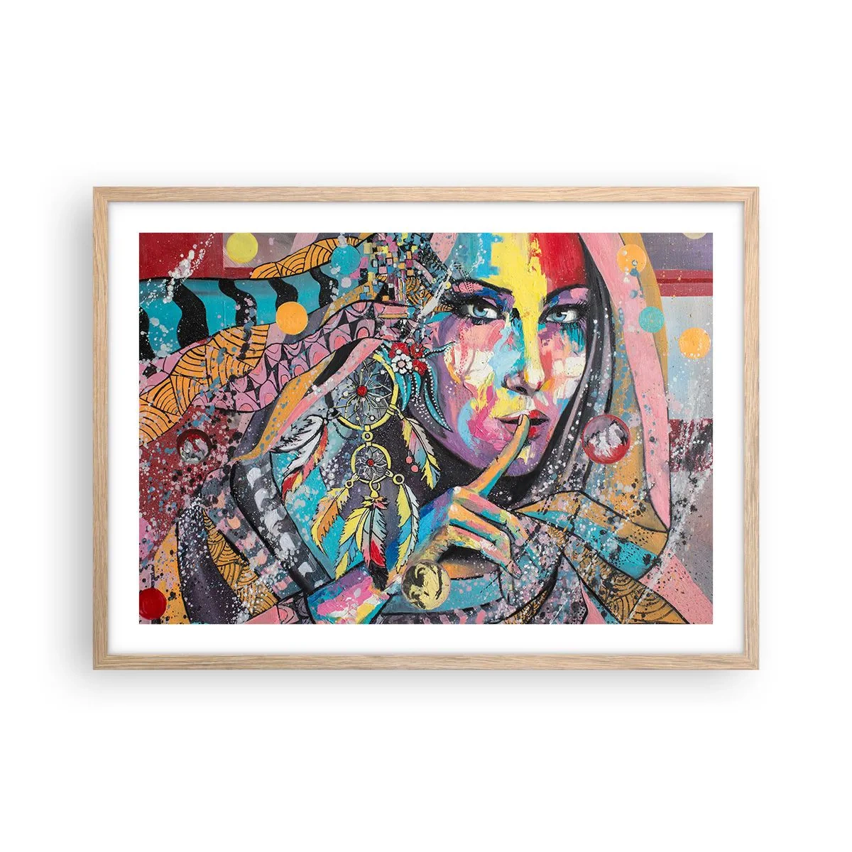 Poster in cornice rovere chiaro - Taci, finché capirai - 70x50 cm