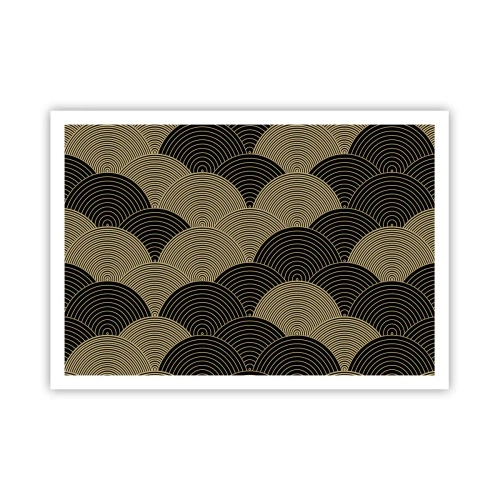 Poster - Motivo Art Déco con semicerchi e linee dorate - 100x70cm - Unità nella molteplicità - Decorazione murale moderna per soggiorno e camera da letto ARTTOR