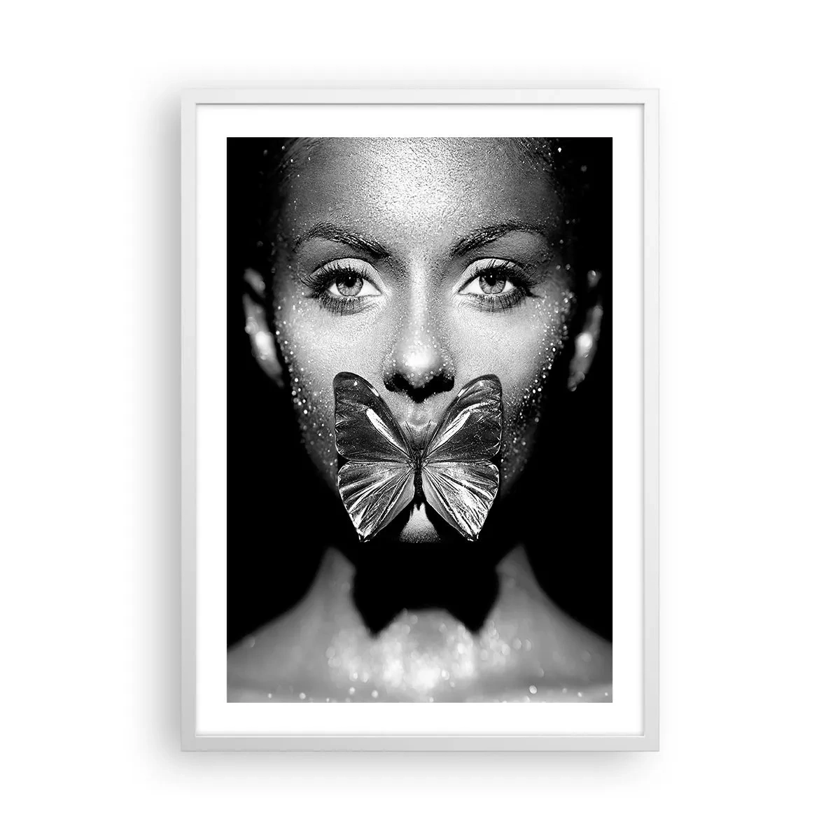 Poster in cornice bianca - Il bacio delle farfalle - 50x70 cm