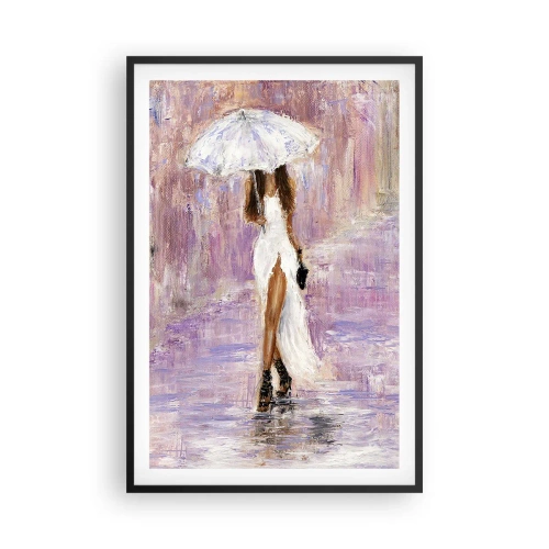Poster in cornice nera - Nella pioggia lilla - 61x91 cm