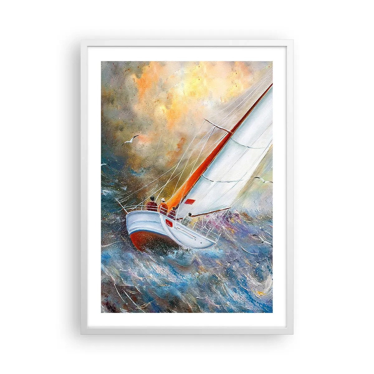 Poster in cornice bianca - Correndo sulle onde - 50x70 cm