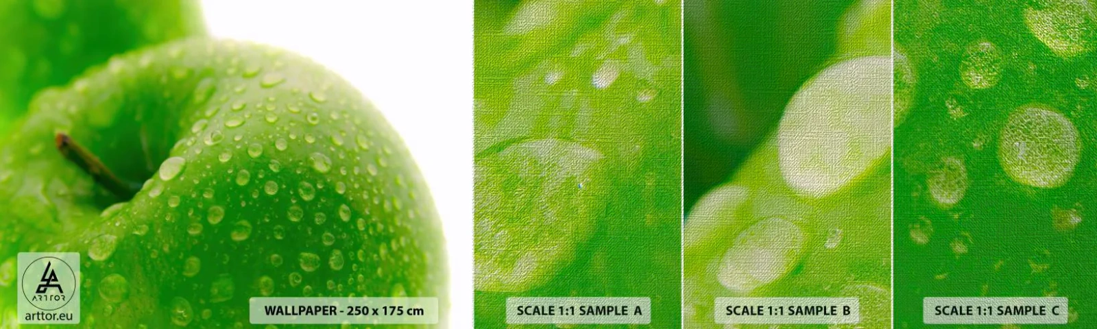 Campione di Fotomurale Premium Canvas - Rinfrescante verde freschezza - Frutta, Mela, Gastronomia - 100x30 cm