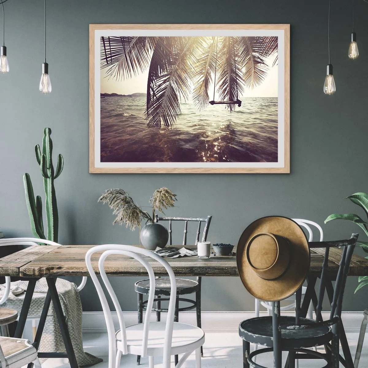 Poster in cornice rovere chiaro - Si può dondolare tra le nuvole a volontà - 50x40 cm