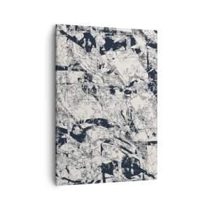 Quadro su tela - Stampe su Tela - Composizione astratta in bianco e nero con un layout dinamico - 50x70cm - La compenetrazione degli opposti - Decorazione murale moderna per soggiorno e camera da letto ARTTOR