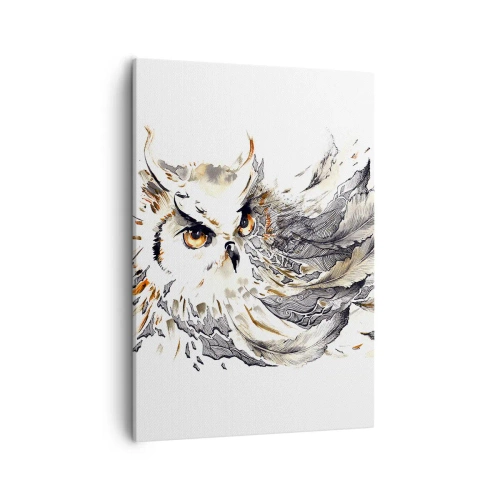 Quadro su tela - Stampe su Tela - Un gufo con piume mistiche in una forma artistica di acquerello - 50x70cm - Giunta dal mondo della magia - Decorazione murale moderna per soggiorno e camera da letto ARTTOR
