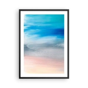 Poster in cornice nera - Una composizione astratta nei toni del blu, grigio e beige. - 50x70cm - Gli elementi: l'aria - Decorazione murale moderna per soggiorno e camera da letto ARTTOR