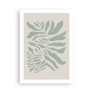 Poster - Un'illustrazione minimalista di una pianta nei toni del verde - 50x70cm - Ramo smeraldo - Decorazione murale moderna per soggiorno e camera da letto ARTTOR