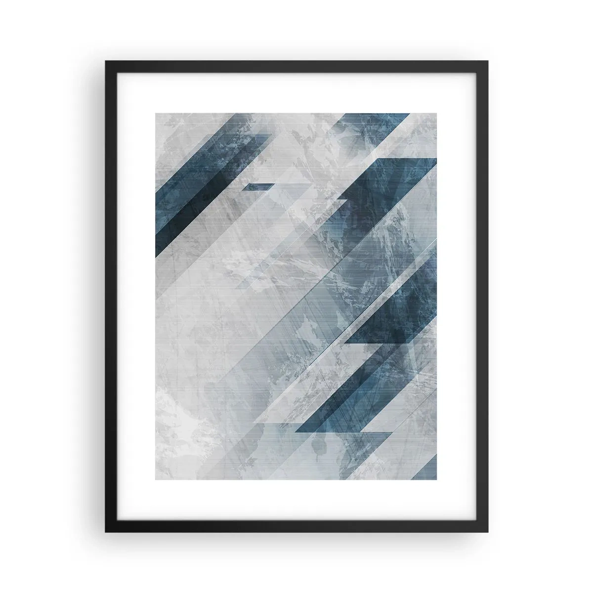 Poster in cornice nera - Composizione spaziale: movimento in grigio - 40x50 cm