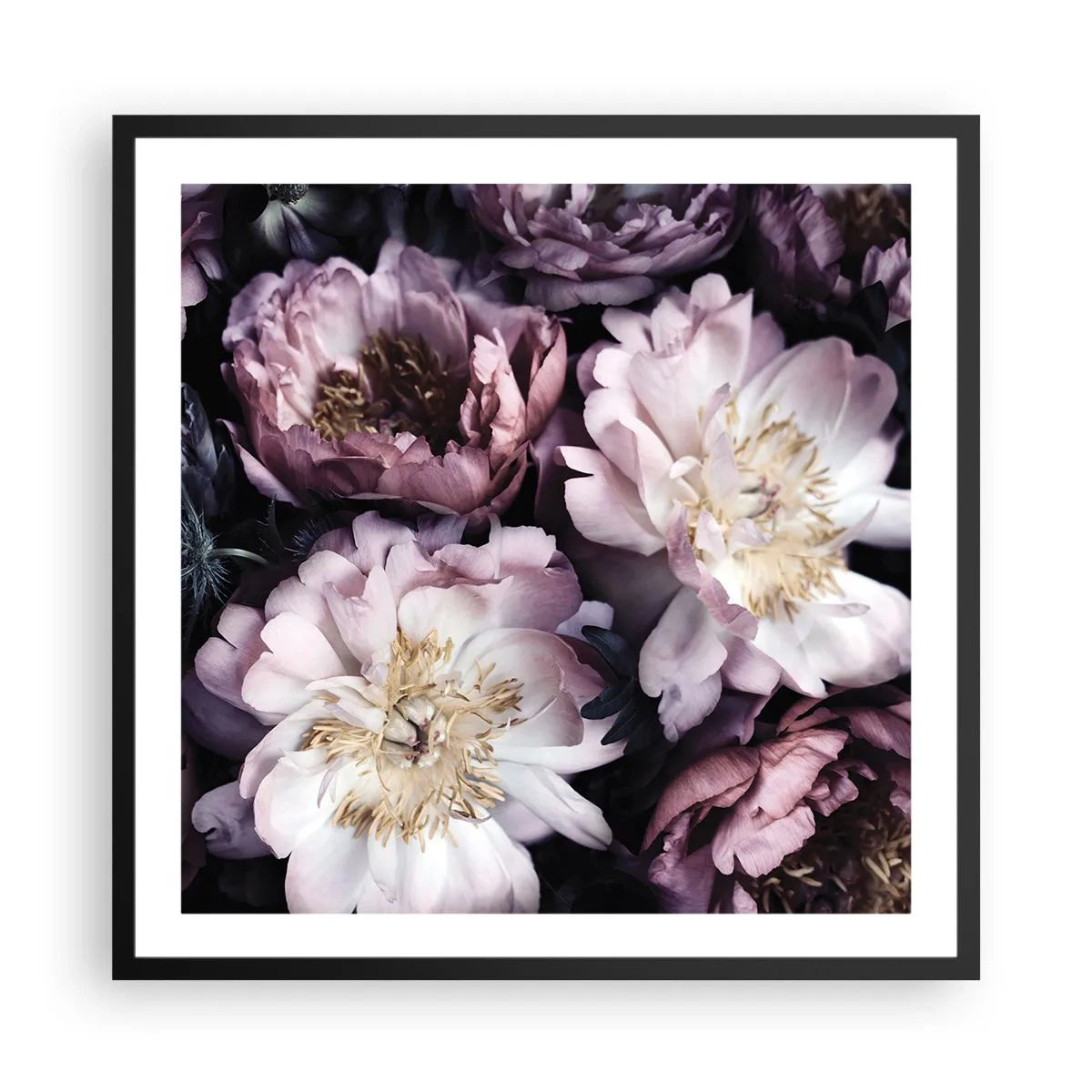 Poster in cornice nera - Bouquet nel vecchio stile - 60x60 cm