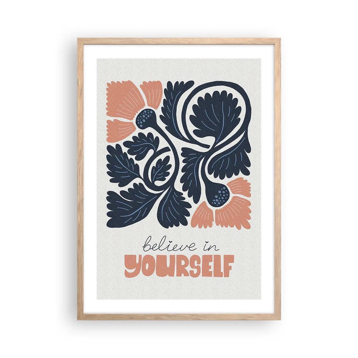 Poster in cornice rovere chiaro - E qui fiorisci - 50x70 cm