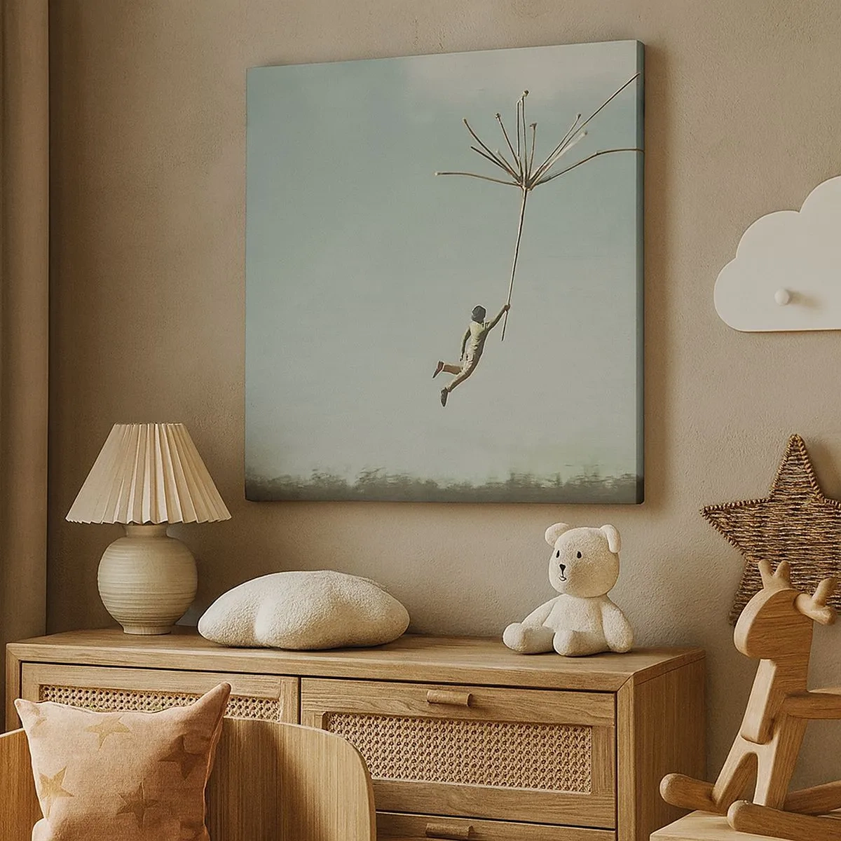 Quadro su tela - Stampe su Tela - Aquiloni, denti di leone, vento - 30x30 cm