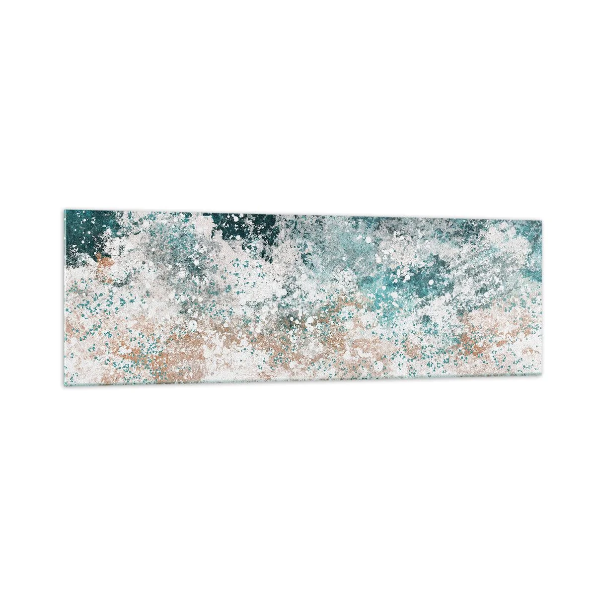Quadro su vetro - Onda marina astratta nelle tonalità turchese e beige - 160x50cm - Storie di mare - Decorazione murale moderna per soggiorno e camera da letto ARTTOR