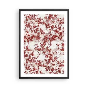 Poster in cornice nera - Accenti floreali rossi su uno sfondo chiaro - 50x70cm - Come l'antico percalle - Decorazione murale moderna per soggiorno e camera da letto ARTTOR