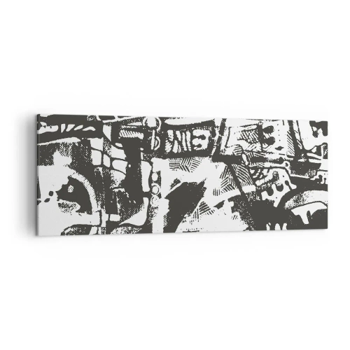 Quadro su tela - Stampe su Tela - Motivo retrò monocromatico astratto - 140x50cm - Ordine o caos? - Decorazione murale moderna per soggiorno e camera da letto ARTTOR