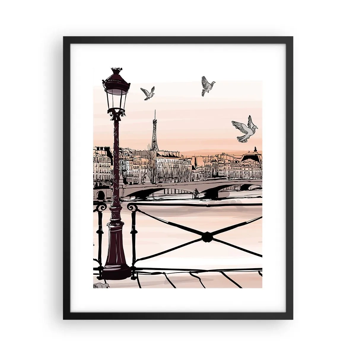 Poster in cornice nera - Sui tetti di Parigi - 40x50 cm