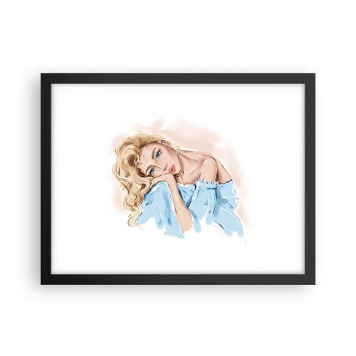 Poster in cornice nera - Sognante nel blu - 40x30 cm