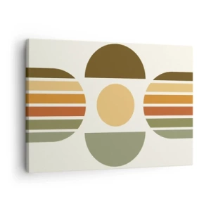 Quadro su tela - Stampe su Tela - Composizione geometrica con semicerchi e strisce nei toni della terra - 70x50cm - Nei colori della terra - Decorazione murale moderna per soggiorno e camera da letto ARTTOR